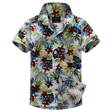 Хлопок, рубашка с цветочным принтом, гавайская рубашка, рубашка aloha для мальчиков, T1517