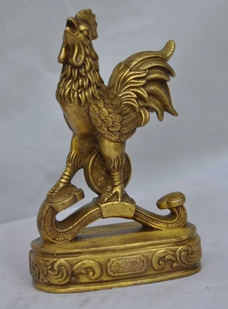 

Chinese Fengshui Brass Ruyi Wealth Zodiac Year Cock Rooster Chicken Statue