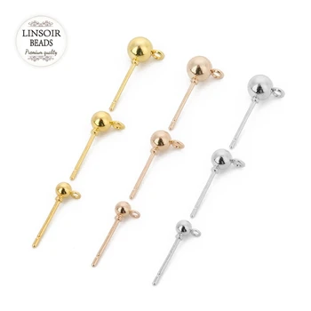

20Pcs/lot Wholesale Fine Earring Findings Stud Earring Ear Pin With 3/4/5mm Ball Beads Head For Diy Jewelry Finding
