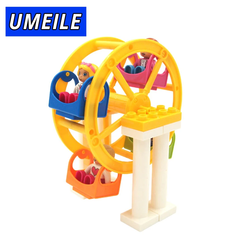 

UMEILE Brand Fun Happiness Ferris Wheel Windmill Amusement Park Set Building Block Play House Kids Toys Compatible with Duplo