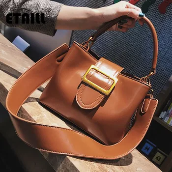 

ETAILL 2018 Fashion PU Patent Leather Handbags Women Bucket Tote Shoulder Bag Luxury Designers Famous Brand Ladies Messenger
