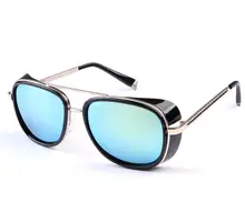 Nuevo vintage retro gothic steampunk gafas de sol de espejo de oro y negro gafas de sol de la vendimia redonda círculo hombres UV gafas de sol hombre