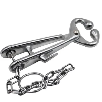 

Stainless Steel Cow Nose Ring Pliers Bull Cattle Bovine Clip with Chain Pulling Tools Livestock tools farm nose rings