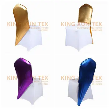 

25pcs Mettalic Bronzing Spandex Chair Cap Cover Lycra Stretch Chair Covers Hood For Wedding Event Decoration