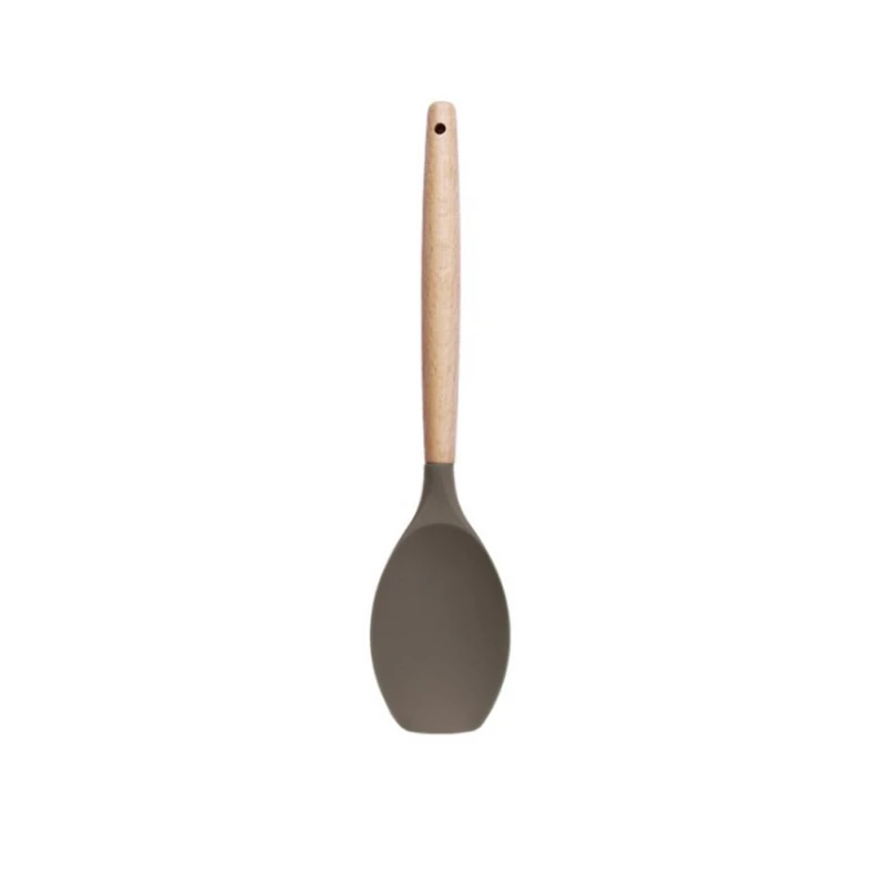 Силиконовые кухонные принадлежности гаджеты с деревянной ручкой кухонные инструменты набор кухонных принадлежностей лопатка Черпак ложка домашние кухонные инструменты W1 - Цвет: G
