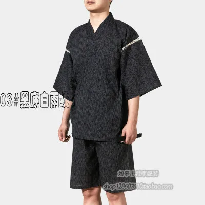 Лето 95% хлопок японский стиль кимоно пижамы наборы для мужчин мужской короткий рукав сна lounge пижамы человек юката A52511