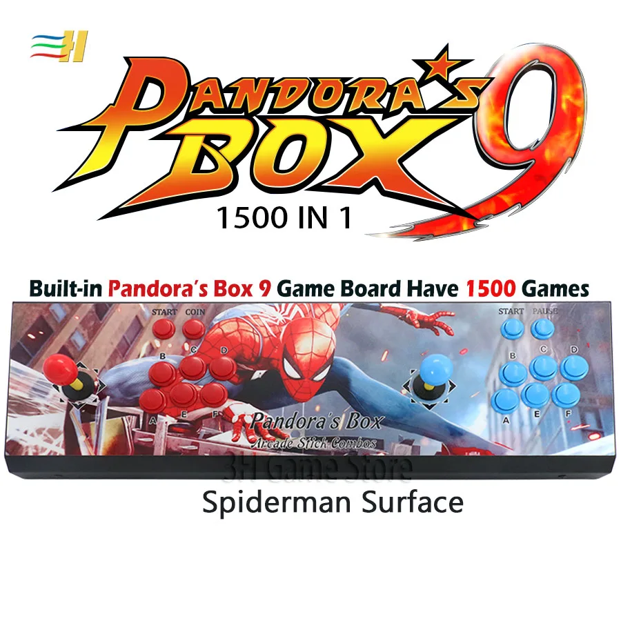 New Pandora Box 9 1500 in 1 Arcade Game iron console 2 Players stick controller console HDMI VGA USB output PS3 TV PC 5s 6s 7 8s