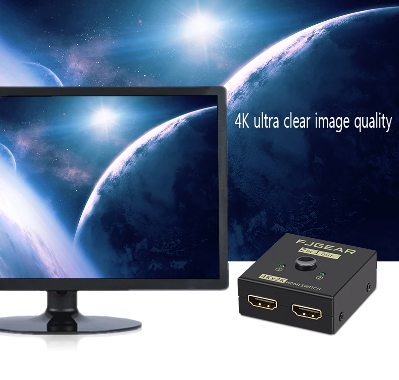 2 порт HDMI коммутатор 2 в 1 из дистрибьютора 1 в 2 из HD 4 к компьютер мониторы Двунаправленный преобразования Splitter FJ-HD201