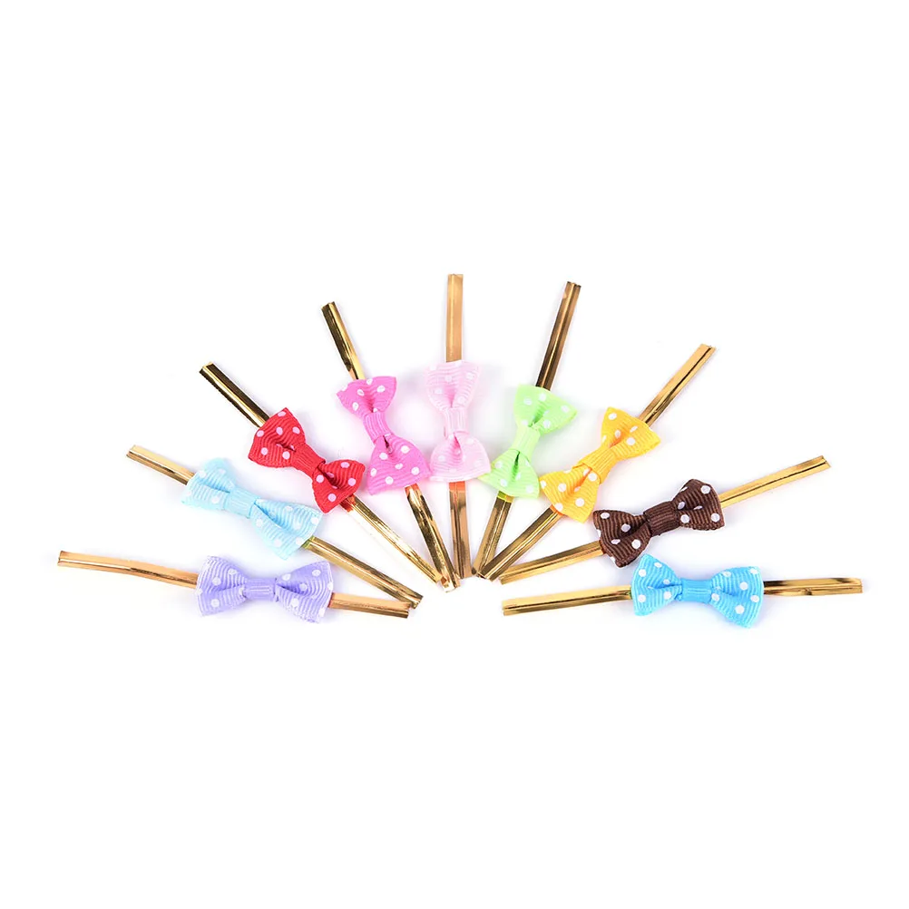 

20PCS Metallic Twist Wire Tie Bowknot Polka Dot Ties for Candy Cookie Cake Bag Gift Wrapping DIY Wedding Party Decoration