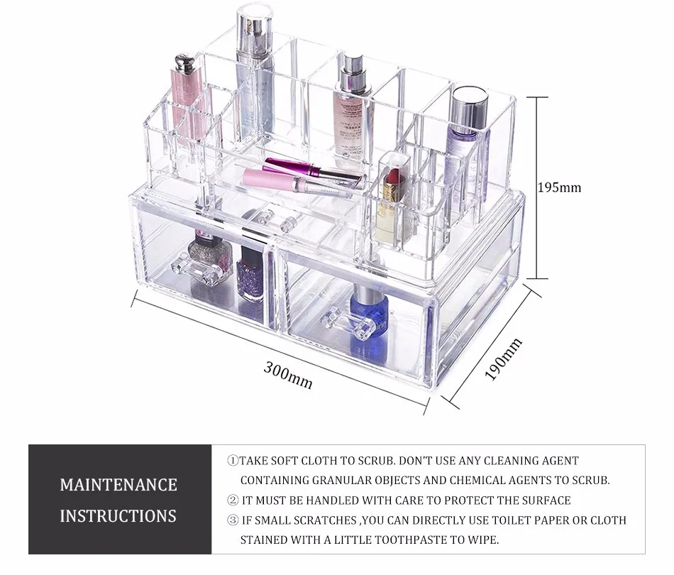 Choicefun применяется Косметика Организатор прозрачный акриловый составляют хранения украшений Губная Помада Лайнер Кисточки держатель boxsf-20143-5