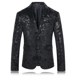 2019 стильный модный мужской повседневный деловой блейзер с одной пуговицей, мужской черный костюм Куртка Блейзер Homme