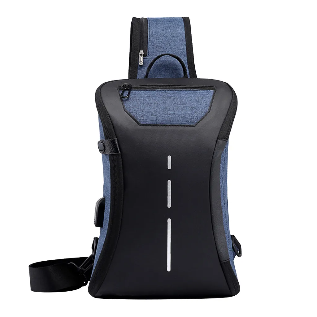 2019 черный цвет Повседневная мужская сумка слинг сумка для мужчин многофункциональный водонепроницаемый нагрудный рюкзак usb зарядка