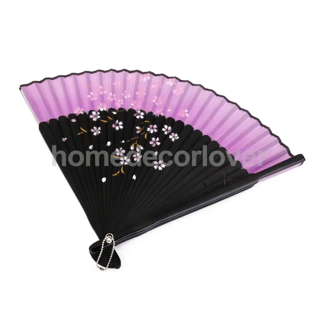 

Wedding Party Handmade Japanese Silk Sakura Folding Pocket Hand Held Fan New