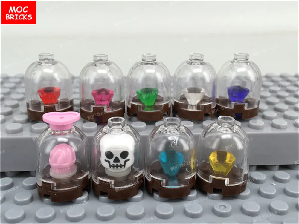 

10pcs\lot MOC Transparent Container Brick, Round 2 x 2 x 1 2/3 Dome Top-Hollow Stud 30151b DIY Toys 26451 6150320 Compatible toy