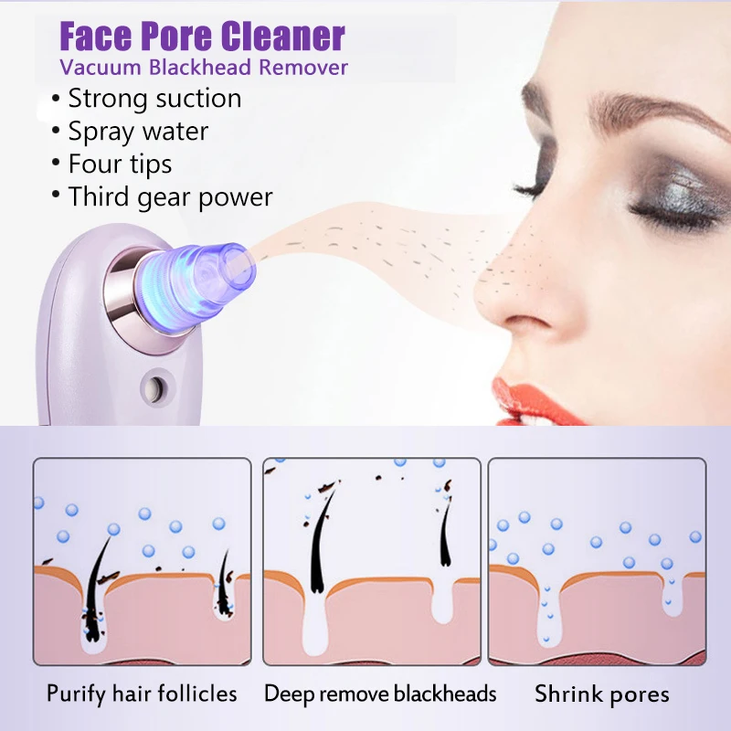ByBaBylissnano Face Pore Cleaner Vacuum Blackhead Remover Spot Cleaner Nose Acne Comedo Suction Facial Skin Care Beauty Device