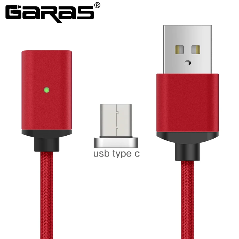 GARAS USB Type C/USB C Магнитный кабель быстро Зарядное устройство Тип C/USB-C Зарядное устройство данных Магнит кабель для Xiaomi /Huawei Кабели для мобильных телефонов - Цвет: red type C