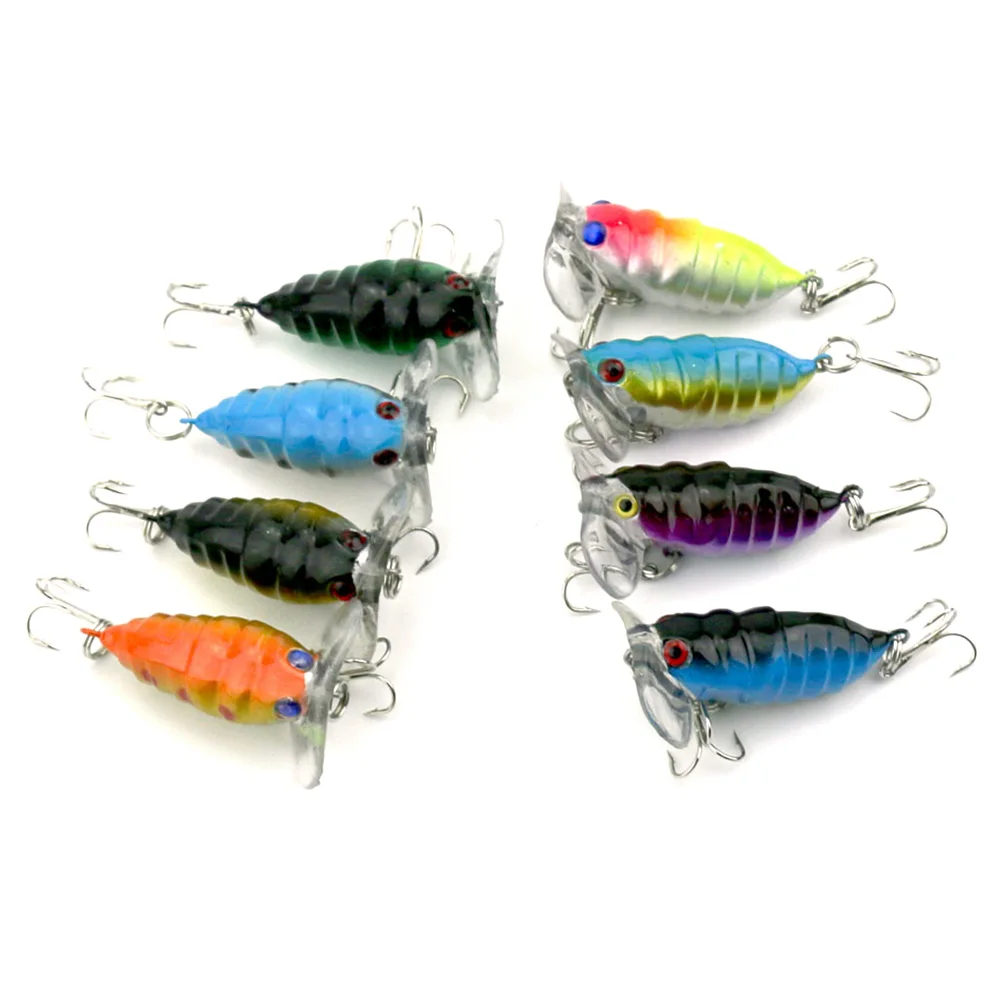 

HOT 12pcs Cicada hard Fishing lure Insect fishing tackle Crankbait Lure Bait 4CM 4.4G 8# hooks VIBE fishing lures