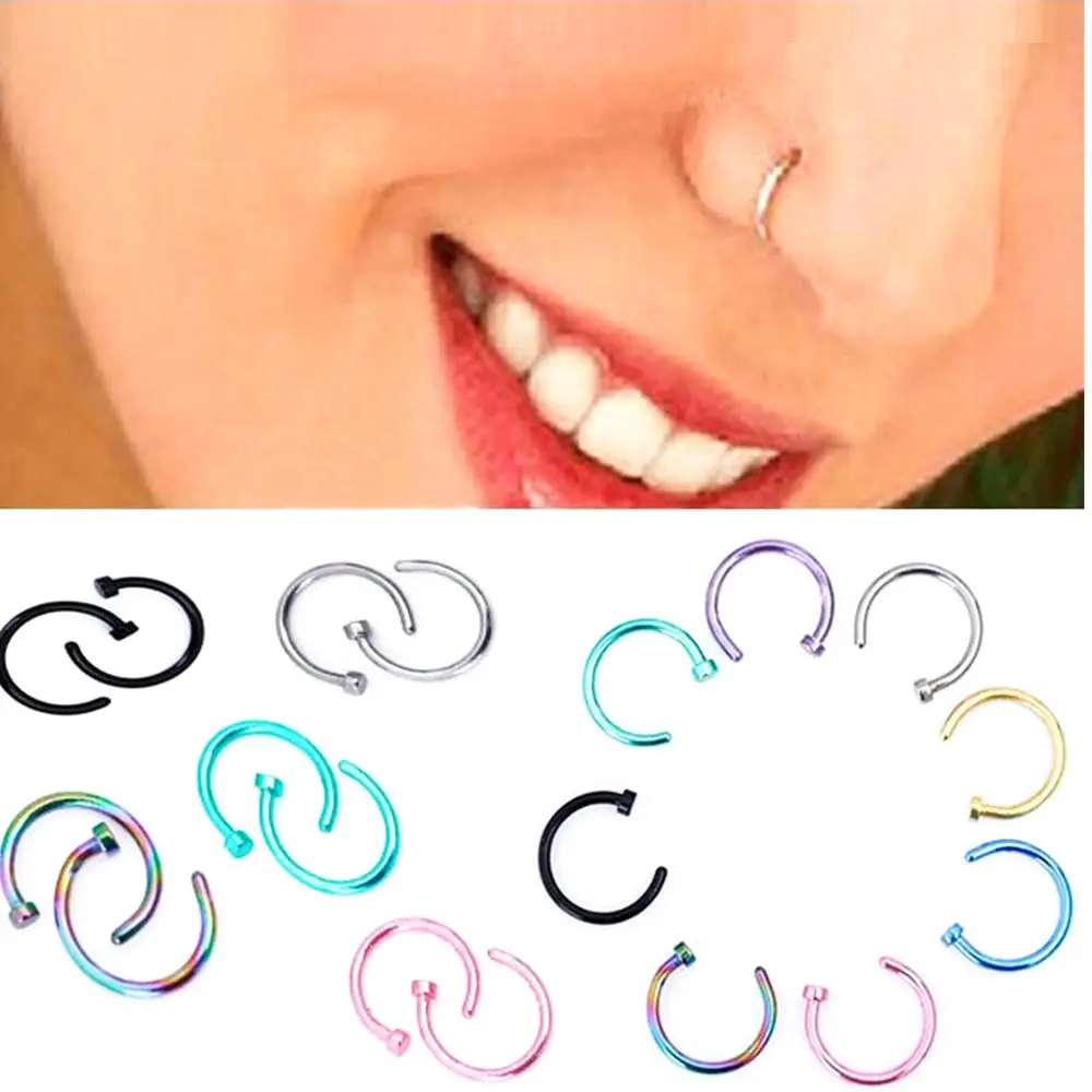 

1pcs Medical Nostril Titanium Gold Silver Nose Hoop Nose Rings clip on nose ring Body Fake Piercing Piercing Jewelry For Women
