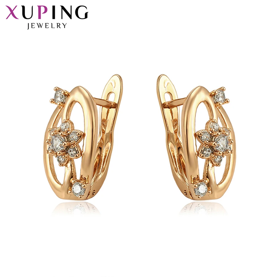 

Xuping Flower Hoop Earrings for Women Gold Color Plated New Arrival Synthetic Cubic Zirconia Fashion Jewelry S136.1-97808