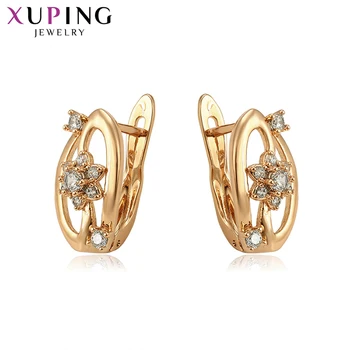 

Xuping Flower Hoop Earrings for Women Gold Color Plated New Arrival Synthetic Cubic Zirconia Fashion Jewelry 97808