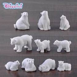 Реалистичные Семья Polar Bear фигурки белый медведь миниатюрная Статуэтка сказочный сад свадебное украшение куклы игрушка-подарок для девочки