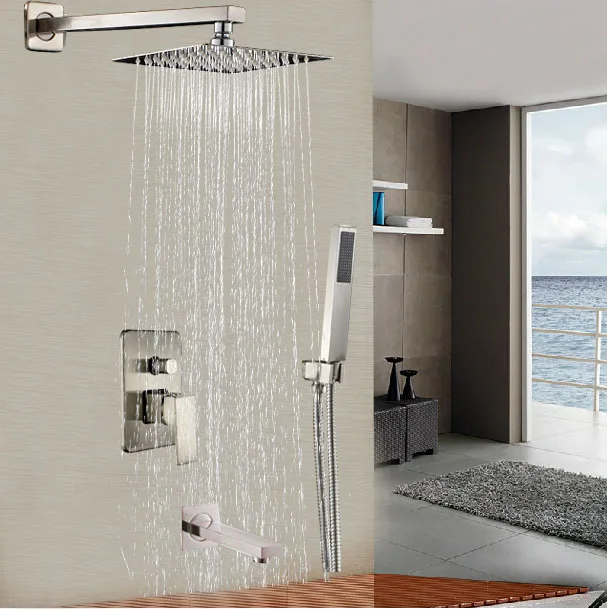 Aliexpress Brushed Nickel 12 Rain Shower Faucet Set Mixer Brushed Nickel 12 Rain Shower Faucet Set Mixer Tap With Hand Wall Mount