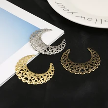 10 pçs ouro/bronze/ródio chapeado 38x41mm lua filigrana flor envolve conector para fazer jóias diy acessórios