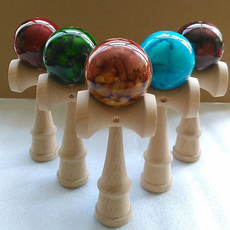 Мраморные цветные деревянные шары Kendama умелые шарики для жонглирования