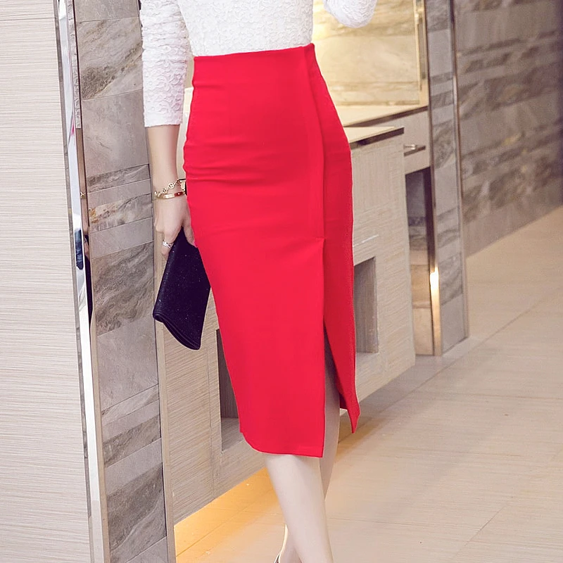 Женская юбка карандаш средней длины с высокой талией|stretch skirt|fashion pencil skirtpencil skirt |
