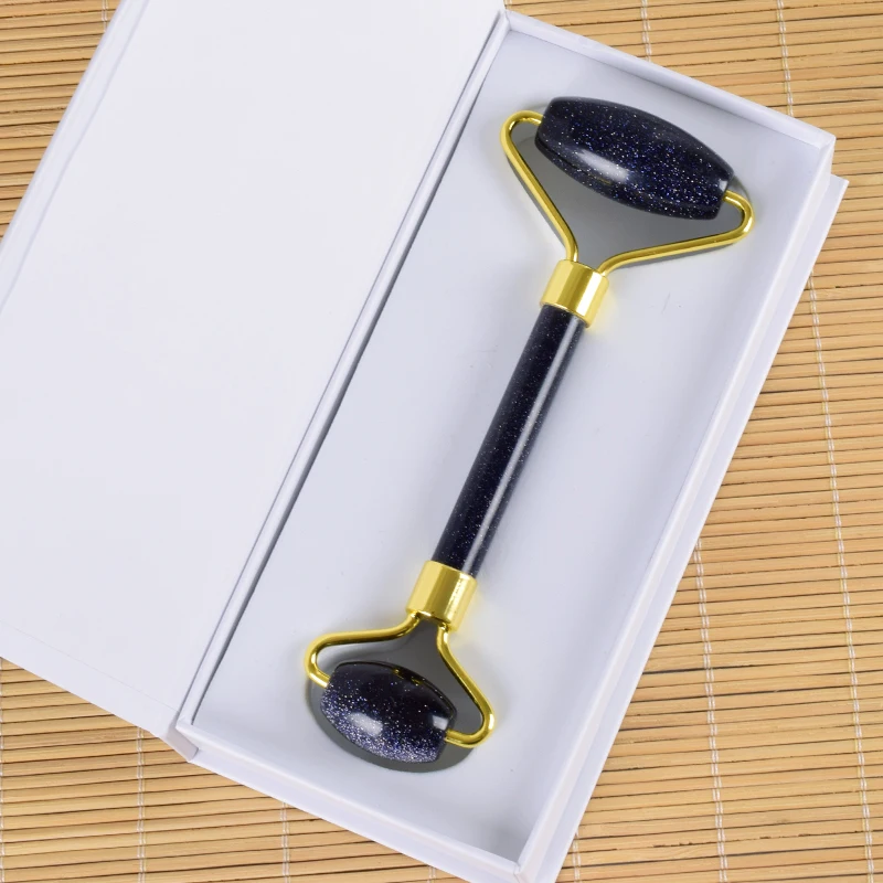 Face Roller & Gift Boxes Blue SandStone Eye Neck Roller Facial Gua Sha Tool Crystal Healing Slimming Anti Wrinkle Cellulite Face Roller & Gift Boxes Blue SandStone Eye Neck Roller Facial Gua Sha Tool Crystal Healing Slimming Anti Wrinkle Cellulite