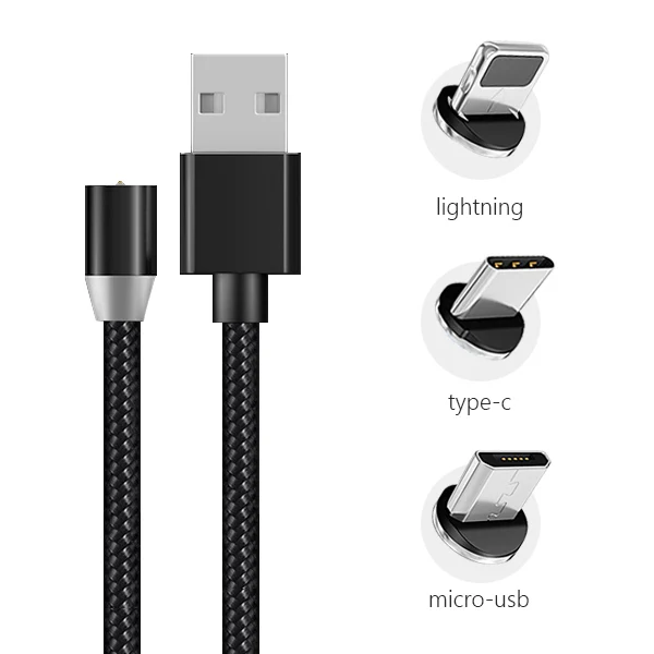 1 м 2 м Магнитный кабель Micro usb type C usb C кабель для зарядки телефона Micro usb type-C магнитное зарядное устройство для iphone samsung huawei xiaomi - Цвет: 3-in-1