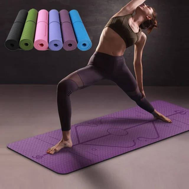 1830*610*6mm TPE Yoga Mat with Position Line Non Slip Carpet Mat For Beginner Environmental Fitness Gymnastics Mats 1