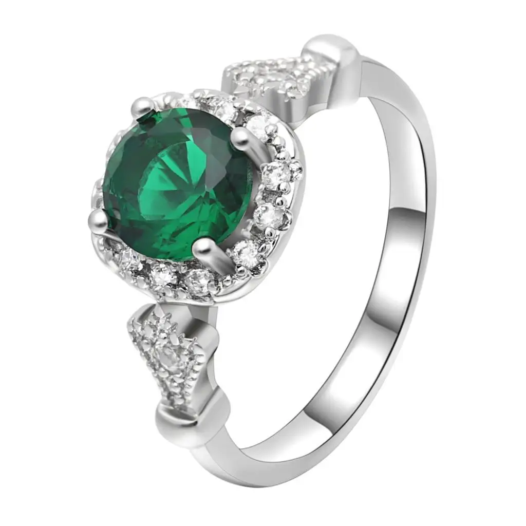 

Seanlov Green Austrian Crystal Rings For Women Silver Color Finger Wedding Engagement Rings Bright AAA Zircon Jewelry