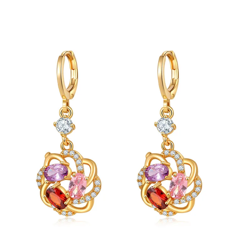 

Floralbride Fashion Jewelry Bijoux Anti-allergic Girls Colorful Cubic Zirconia Earring Charm Drop Earring Women Dangle Earring