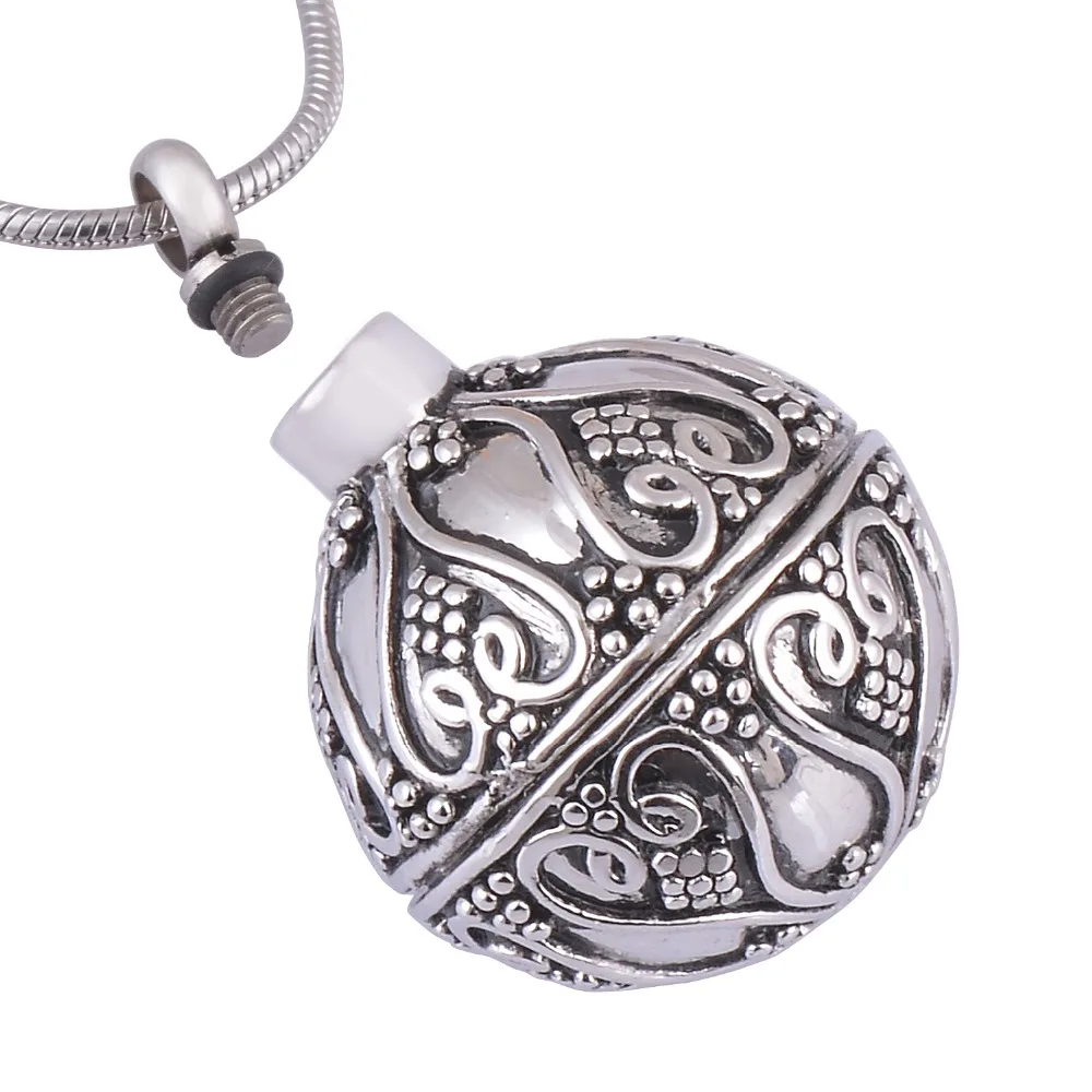 Retro Ball Cremation Ashes Necklace Jewelry Memorial Keepsake Ashes Urn Pendant 2