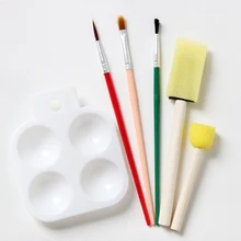 Детский набор для рисования, 6 шт. в комплекте, Детская кисть для граффити, кисть для творчества, Цветная кисть, губка, щетка с палитрой, школьные образовательные принадлежности
