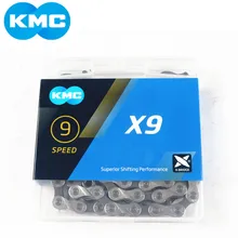 KMC 9 цепь для скоростного велосипеда X9 X9.93 MTB дорожный велосипед серебряная цепь 116L волшебная кнопка горный велосипед с оригинальной коробкой