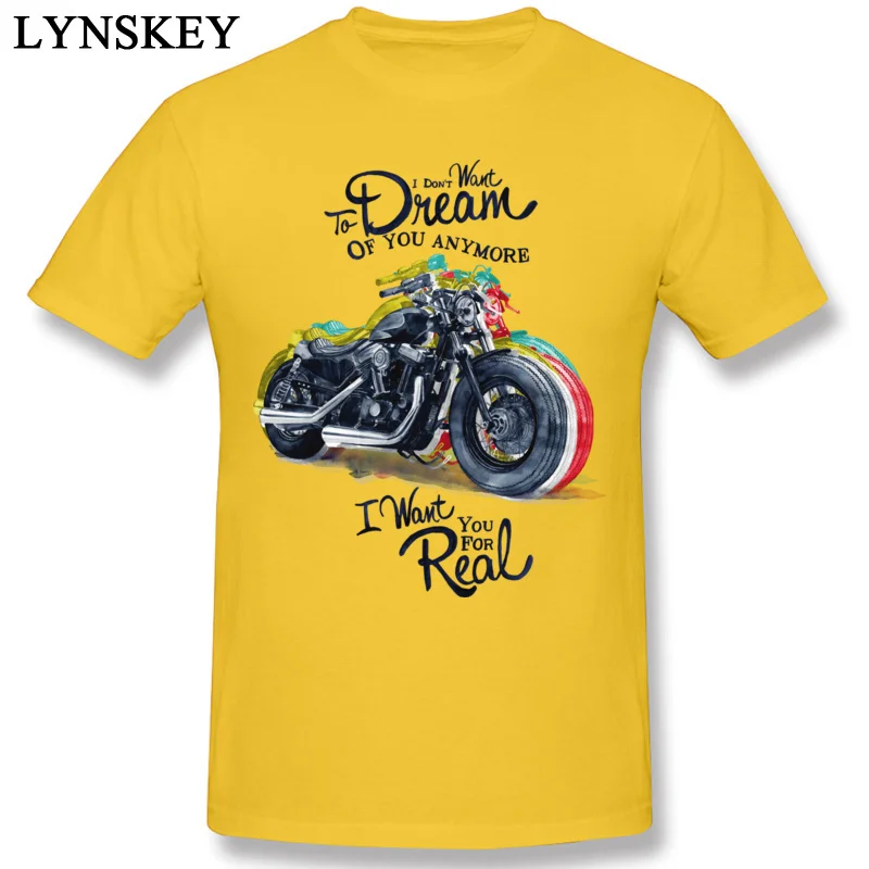 Men's Tops T Shirt Newest Normal T Shirts 100% Cotton O Neck Short Sleeve Unique Motorcycledream Tee-Shirt Top Quality yellow