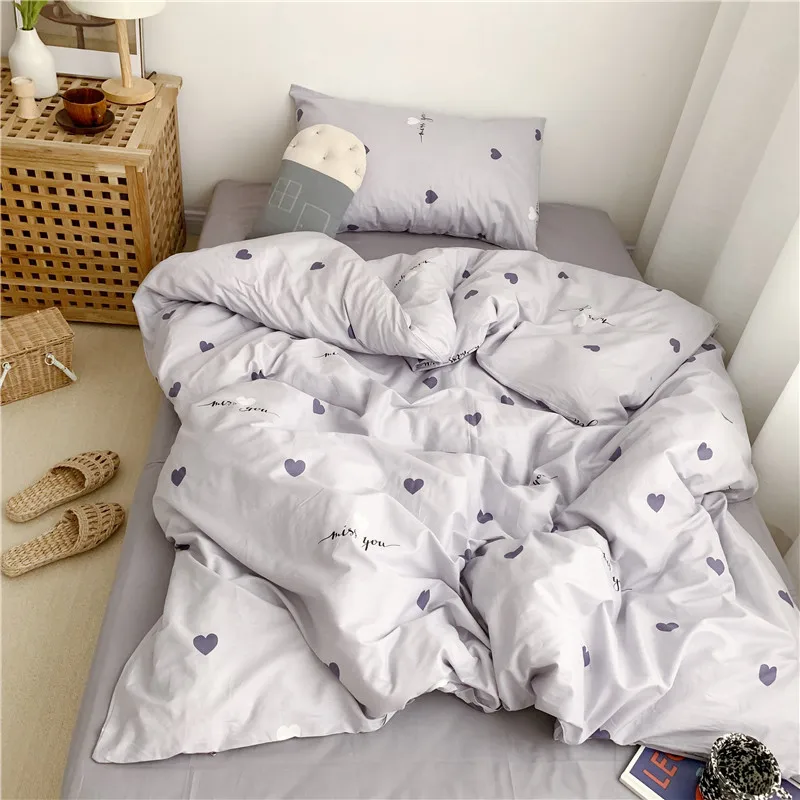 Multi color bedding Queen Twin size Duvet Cover 100%Cotton Bedding Set for Kids Youth Ultra soft bedsheets linen fitted sheet