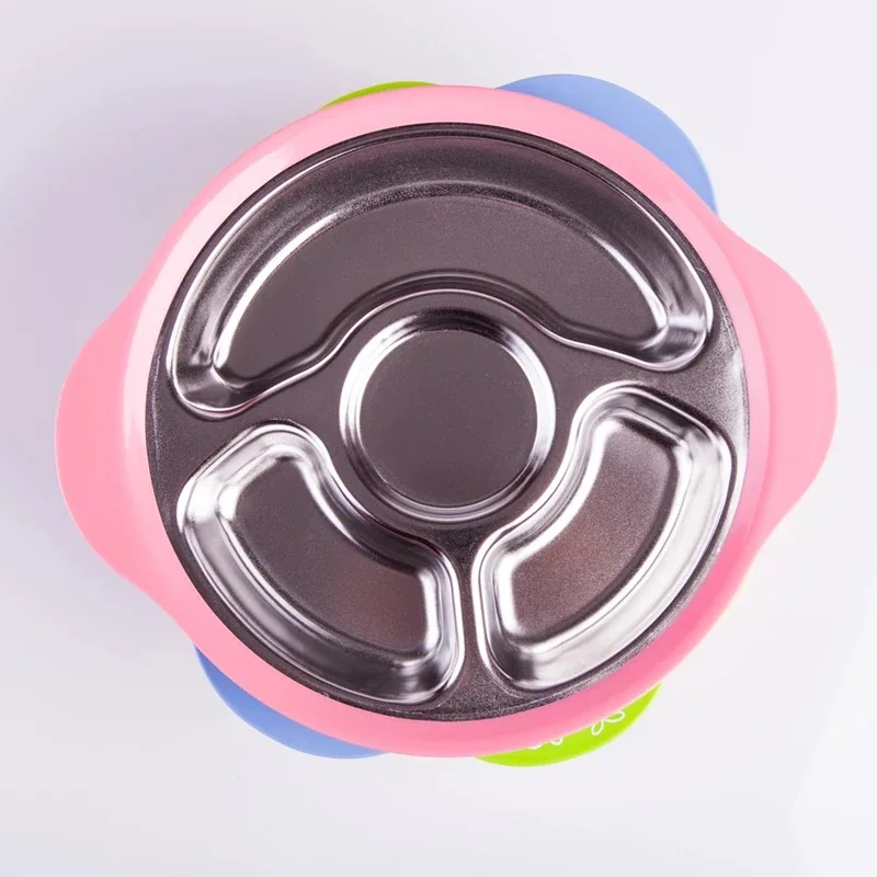 New Stainless Steel Baby Infant Cute Feeding Plate Fruit Dishes Kids Multi-Color Divided Placemat Toddler Plate Bowl Child Table New Stainless Steel Baby Infant Cute Feeding Plate Fruit Dishes Kids Multi-Color Divided Placemat Toddler Plate Bowl Child Table