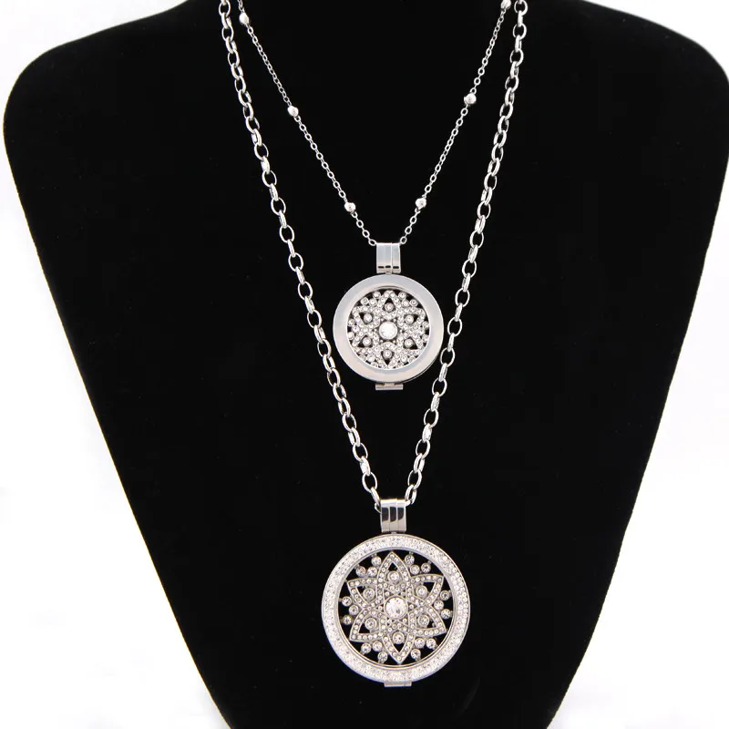 

Vinnie Design Jewelry Interchangeable Explosion Rose Flower Coin Pendant Necklace with 2pcs Stainless Steel Coin Holder