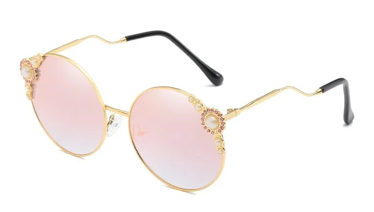 Роскошные солнцезащитные очки кошачий глаз, женские круглые жемчужные стразы, трендовые оттенки CCSPACE, винтажные Брендовые очки, женские модные очки UV400
