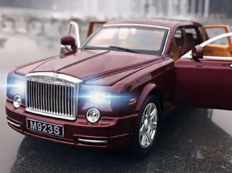 Детские игрушки 1:24 Литой под давлением сплав Rolls-Royce Phantom 1:24 Литой под давлением винно-Красный модель автомобиля коллекция мини-модель автомобиля игрушки W звуковой светильник