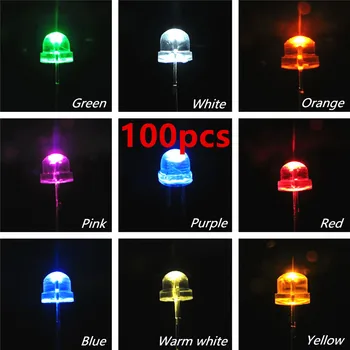 

100PCS LED 5mm Led Straw Hat LEDS Wide Angle Urtal Bright Leds Lamp Light Bulb 5MM Emitting Diodes Active Components