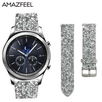 

Genuine Shiny Leather Watch Band Strap for Huami Amazfit 2 Stratos Pace Bracelet 22mm samsung s3 Wrist Band Strap Smart Watch