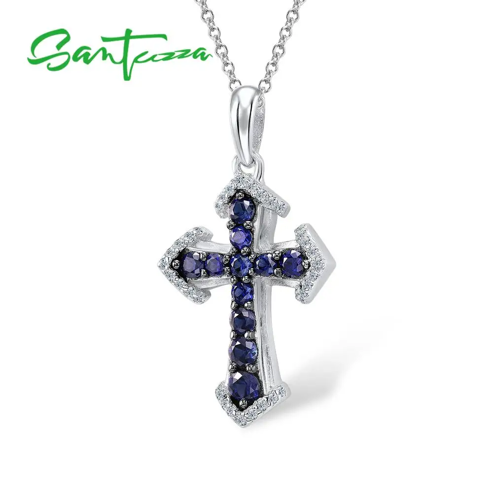 

Santuzza Silver Cross Pendant Fit For Necklace Chain Pendant White Cubic Zirconia Pendant 925 Sterling Silver Fashion Jewelry
