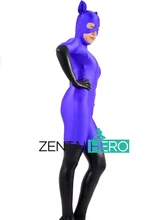 Free Shipping DHL Drop Shipping Purple and Black Catwoman Superhero Zentai Suit Lycra Spandex Zentai Suit Open Eyes with Ear