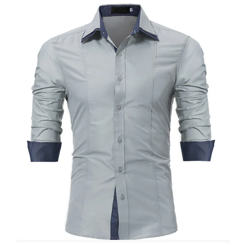 2018 модный бренд мужской рубашки с длинными рукавами Топы Твердые Цвет Высокое качество Мужская Повседневная рубашка тонкий Camisa Masculina 3XL