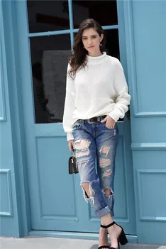 

Casual Solid Color Women Knitted Sweater Turtleneck Long Sleeve Fashion Knitwear Streetwear Loose Soft Pullovers Femme Tops