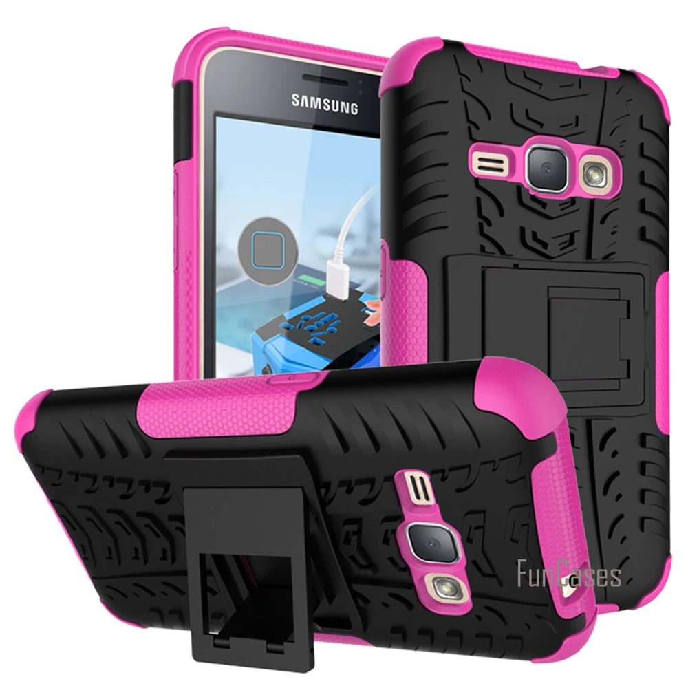 Для Samsung Galaxy J1 J120 J120F чехол Гибридный Подставки Dazzle Прочная резиновая Панцири PC+ TPU стенд Функция противоударный чехол - Цвет: pink